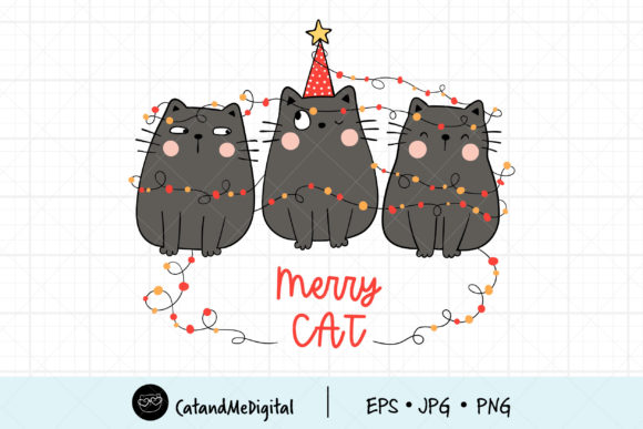 Black Cat Christmas Clipart