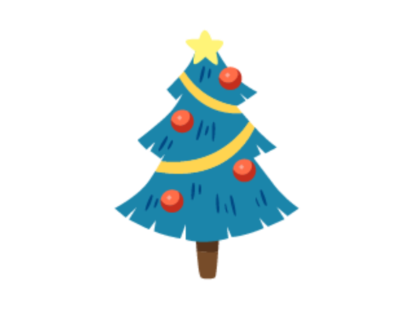 Blue Tree Christmas Illustration