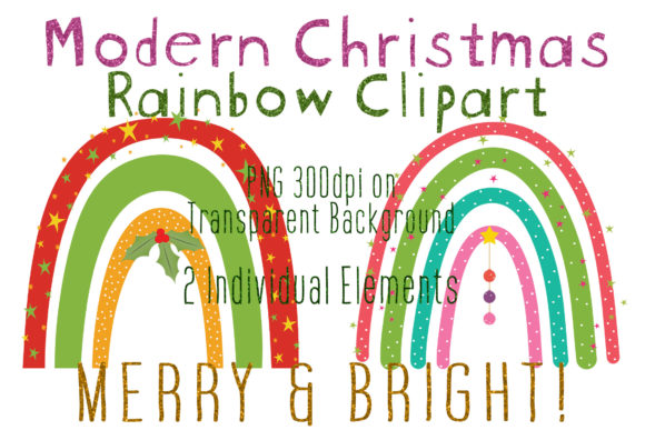 Bright Festive Rainbow Christmas Clipart