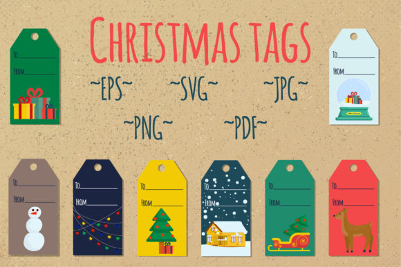 Christmas and New Year Tags for Gifts Illustrations