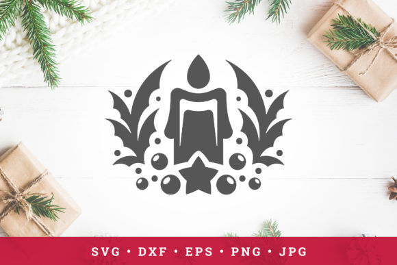 Christmas Candle and Mistletoe Illustrations