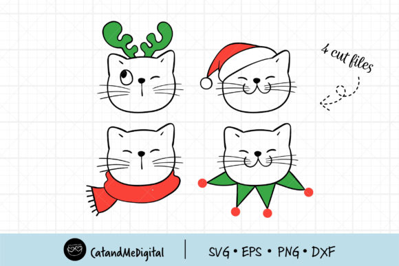 Christmas Cat Illustrations: A Festive Design Asset