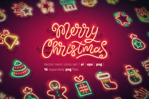 Christmas Colorful Neon Icons