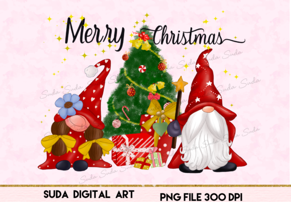 Christmas Cute Gnomes Sublimation Illustrations