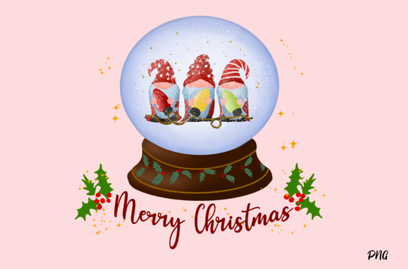 Christmas Gnomes Sublimation Snow Globe Illustrations