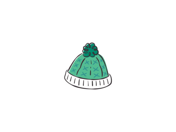 Christmas Illustration Green Knitted Hat