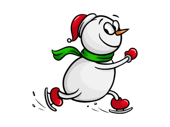 Christmas Snowman Skiing Illustrations