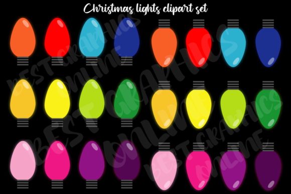 Christmas Tree Lights Illustrations for Digital Selling