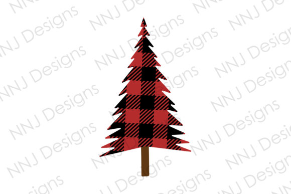 Christmas Tree with Plaid Clipart Red Illustrations