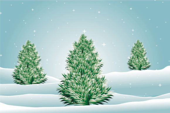 Christmas Tree with Snow Fall Illustrations