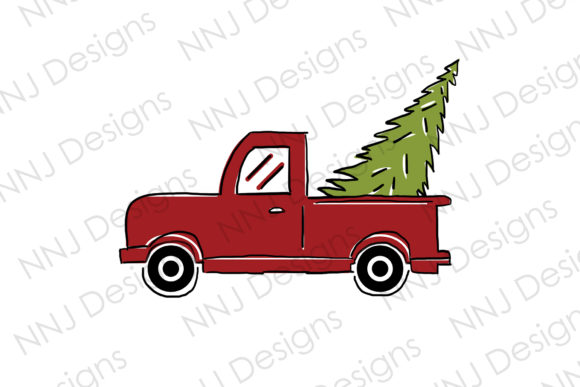 Christmas Truck with Tree PNG Clipart for Editorial Design