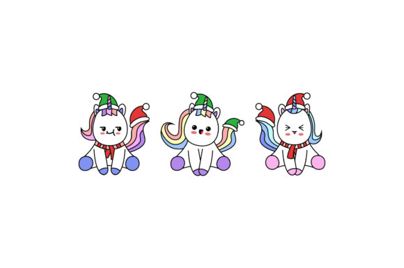 Christmas Unicorns Illustration Set