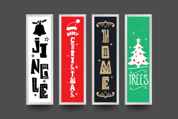 Christmas Vertical Porch Signs Illustrations