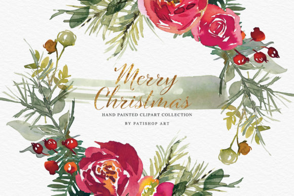 Christmas Watercolor Clipart Set for Editorial & Web Design