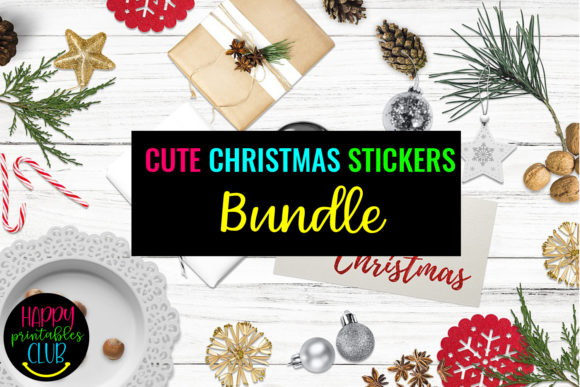 Cute Christmas Stickers Bundle Illustrations