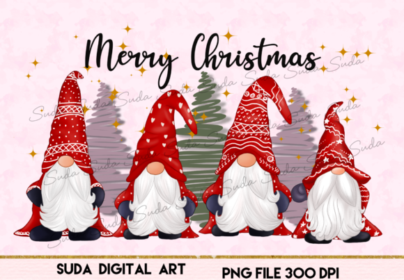 Cute Gnomes Christmas Sublimation Illustrations