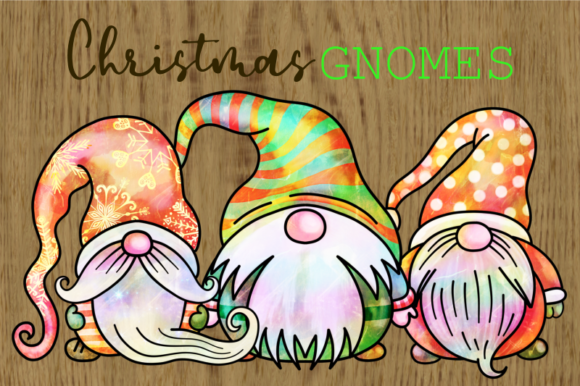 Cute Watercolor Christmas Gnomes Illustrations