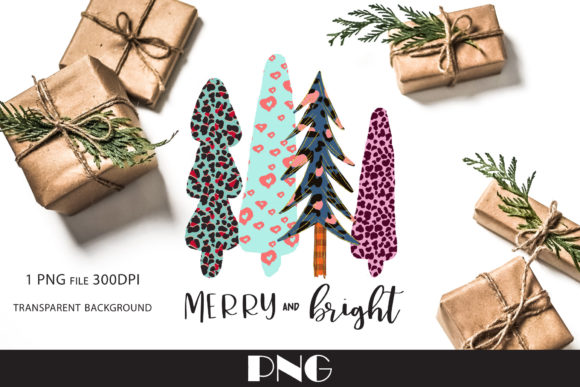 Merry and Bright Christmas Trees Illustrations