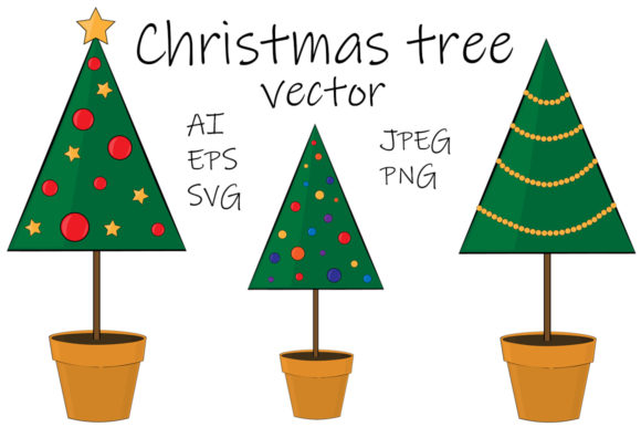 Set Christmas Trees Vector Illustration