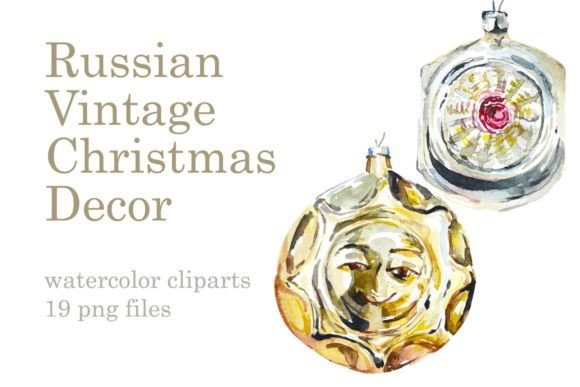 Vintage Glasses Christmas Decor Illustrations